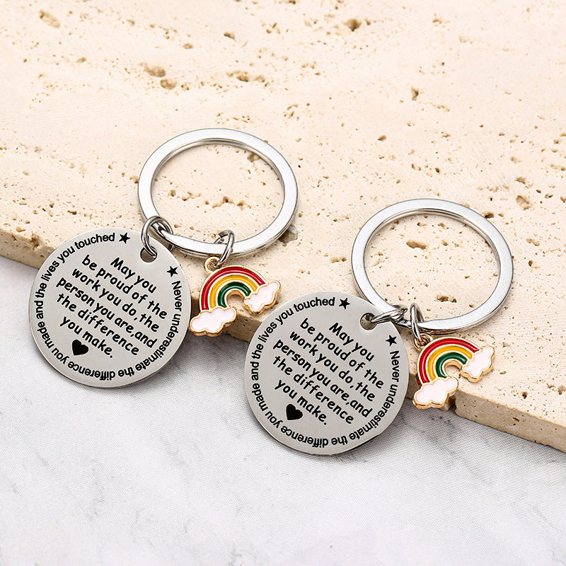 Wholesale Rainbow Pendant Stainless Steel Key Creative Gift for Colleagues